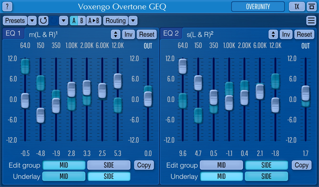 Voxengo Overtone GEQ Graphic Equalizer Plugin Band VST AU AAX